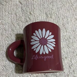 Life Is Good Burgundy Coffee Mug Cup